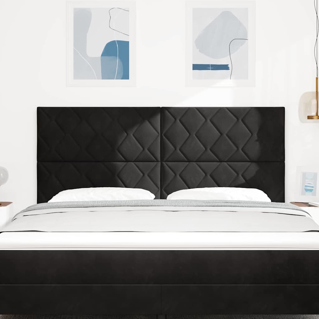LED sengegavl Sort 180 cm Fløjl