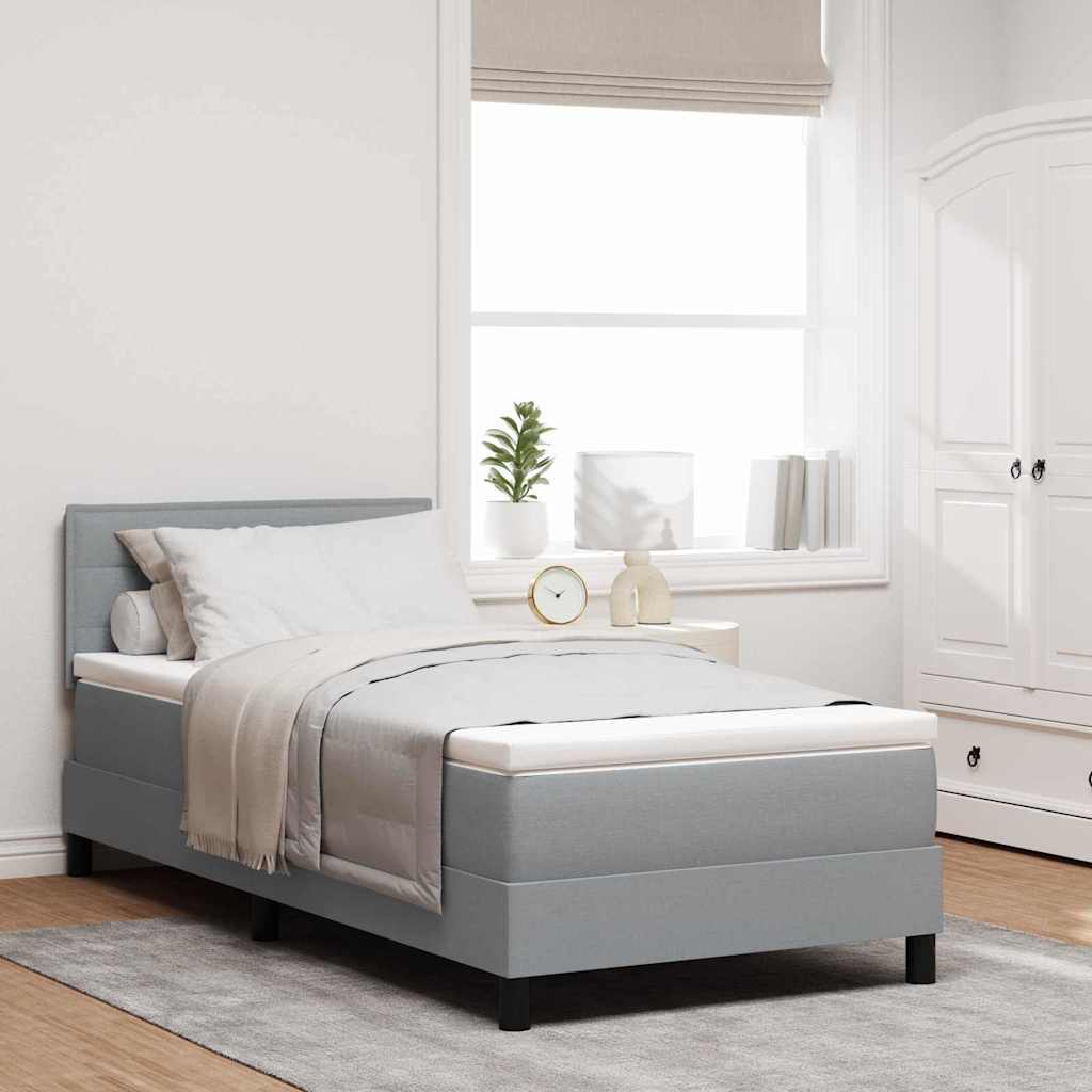Box spring seng med hovedgærde Lysegrå 80 x 200 cm Stof