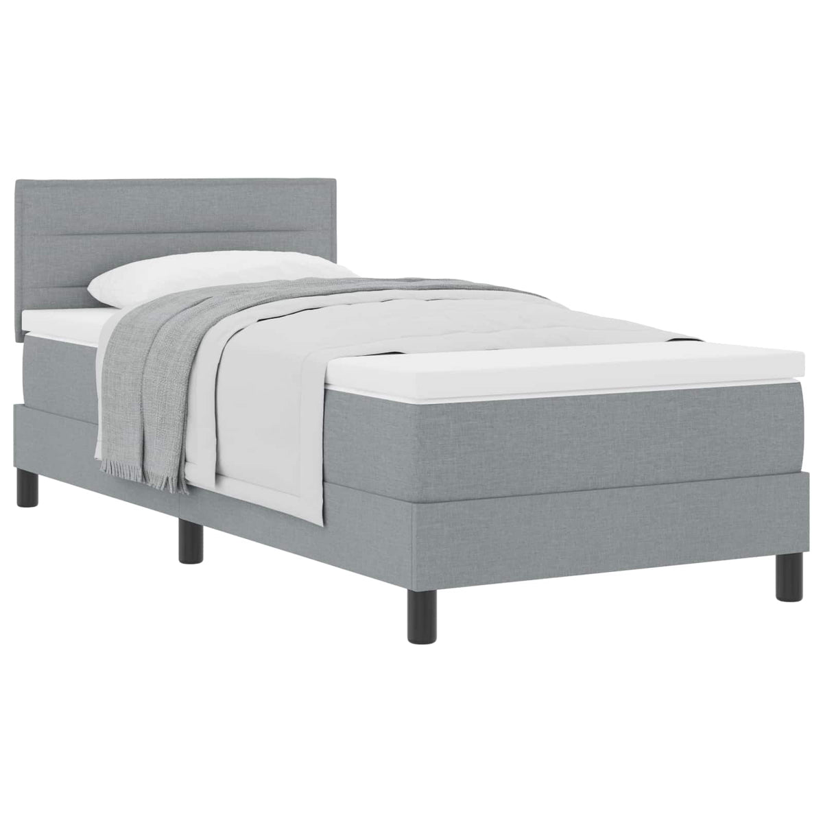 Box spring seng med hovedgærde Lysegrå 80 x 200 cm Stof