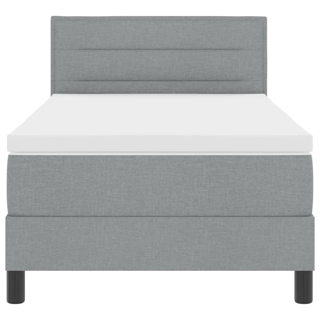 Box spring seng med hovedgærde Lysegrå 80 x 200 cm Stof