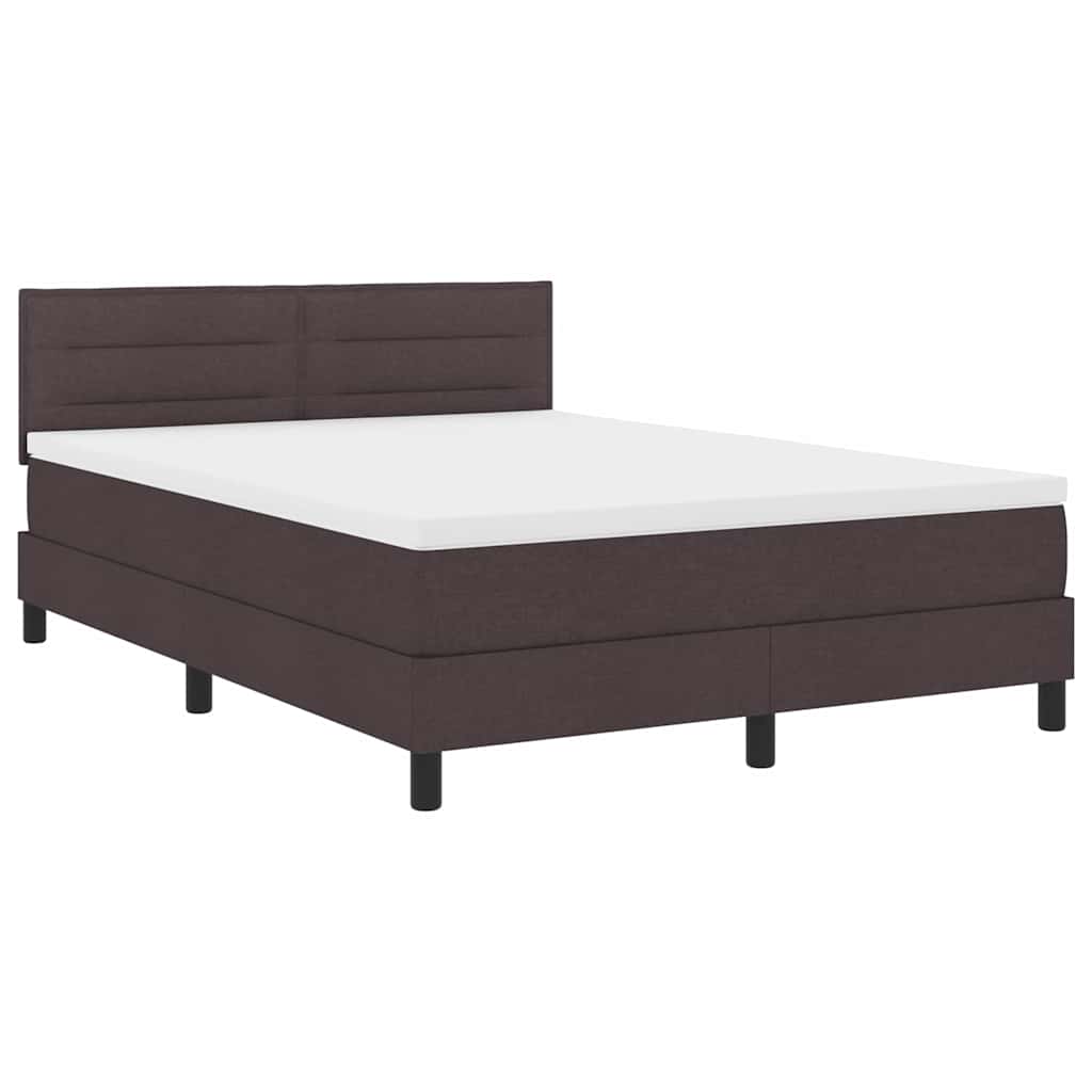 Box spring seng med hovedgærde Mørk Brun 140 x 200 cm Stof