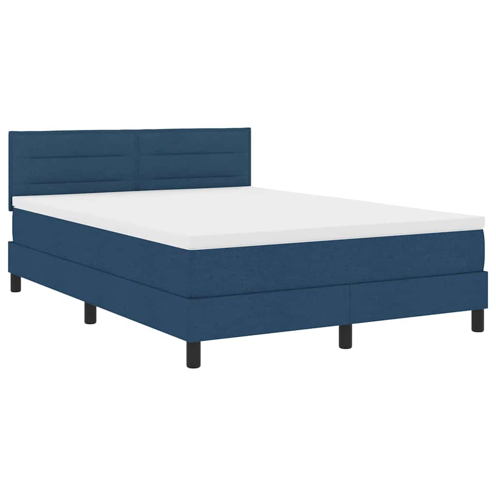 Box spring seng med hovedgærde Blå 140 x 200 cm Stof
