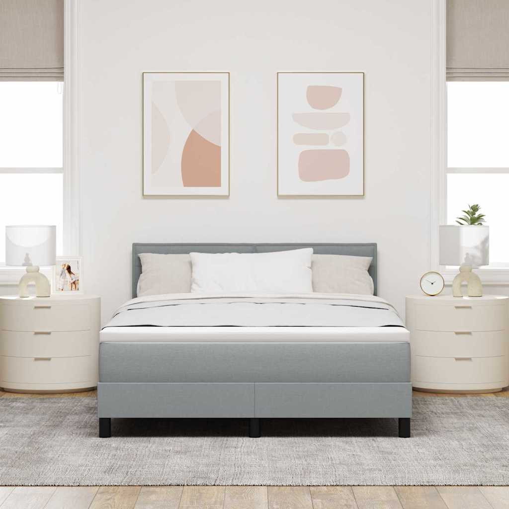 Box spring seng med hovedgærde Lysegrå 160 x 200 cm Stof