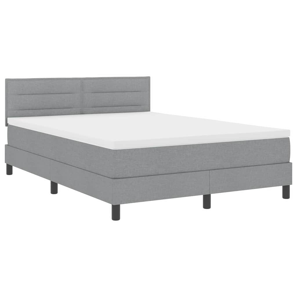 Box spring seng med hovedgærde Lysegrå 160 x 200 cm Stof