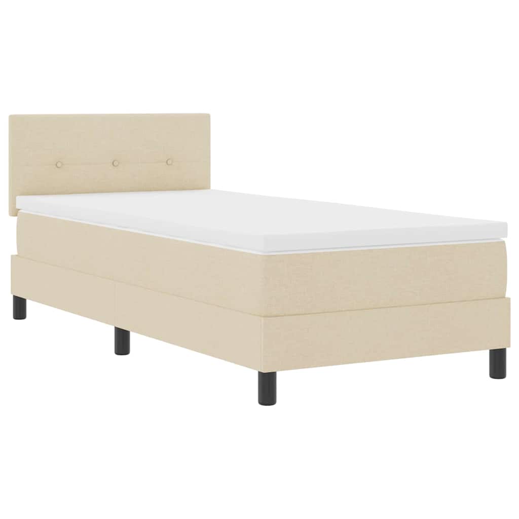 Box spring seng med hovedgærde Creme 80 x 200 cm Stof