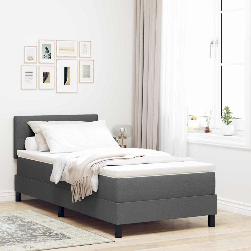 Box spring seng med hovedgærde Mørkegrå 90 x 190 cm Stof