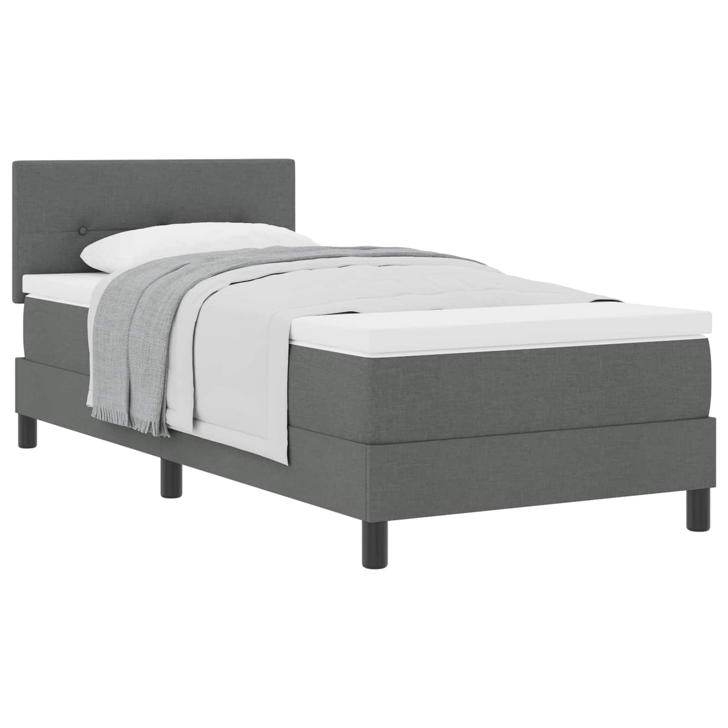 Box spring seng med hovedgærde Mørkegrå 90 x 190 cm Stof