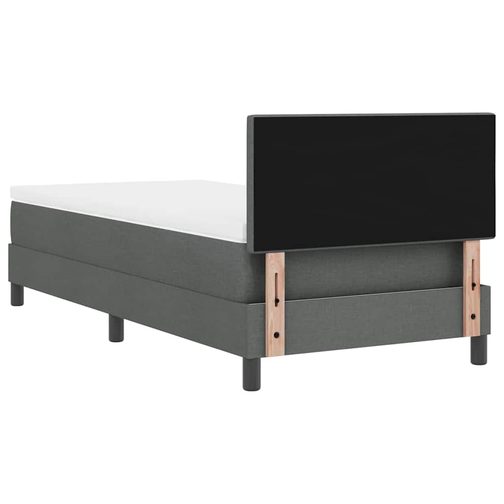 Box spring seng med hovedgærde Mørkegrå 90 x 190 cm Stof