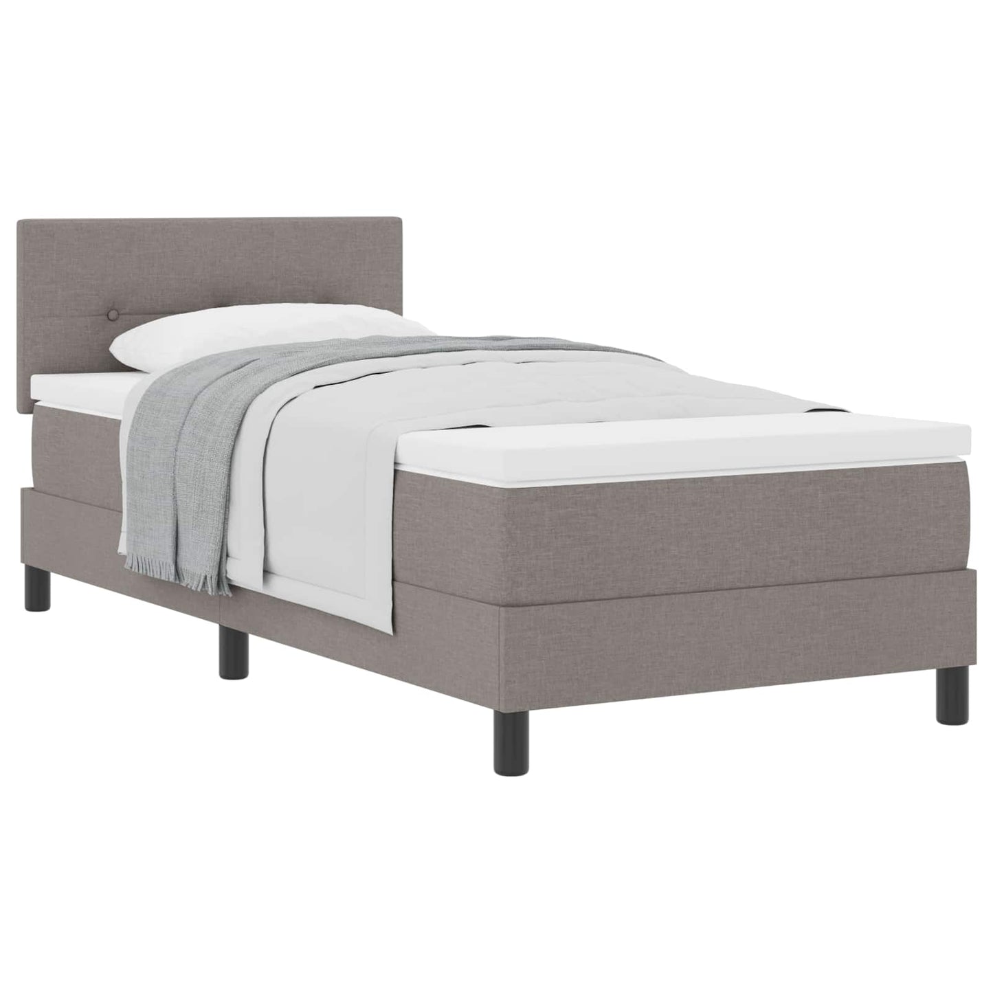 Box spring seng med hovedgærde Gråbrun 90 x 200 cm Stof