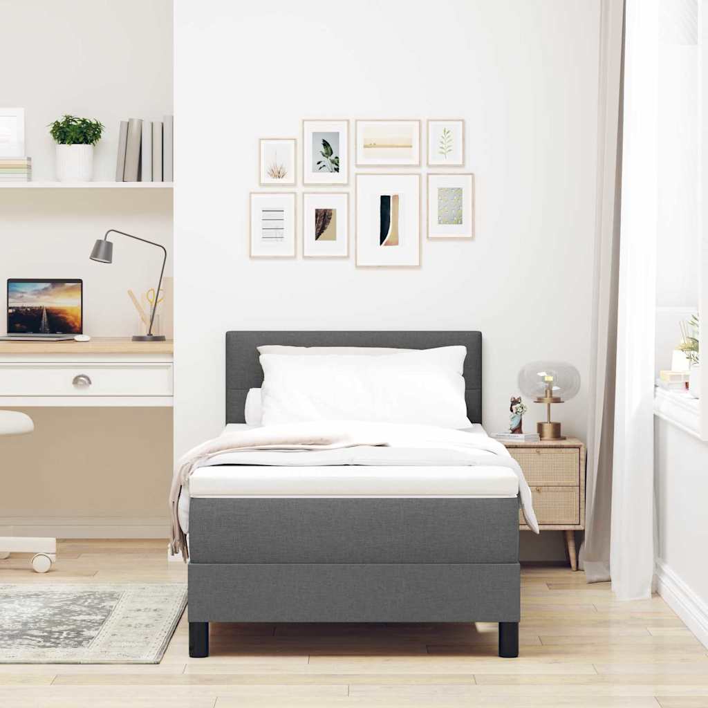 Box spring seng med hovedgærde Mørkegrå 100 x 200 cm Stof