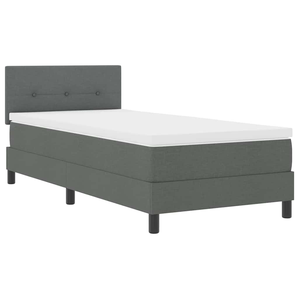 Box spring seng med hovedgærde Mørkegrå 100 x 200 cm Stof