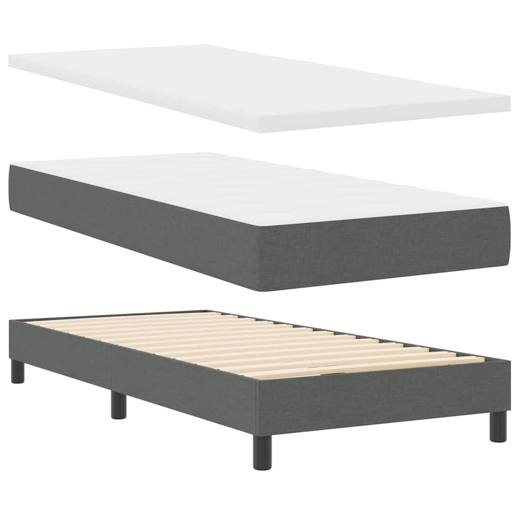 Box spring seng med hovedgærde Mørkegrå 100 x 200 cm Stof