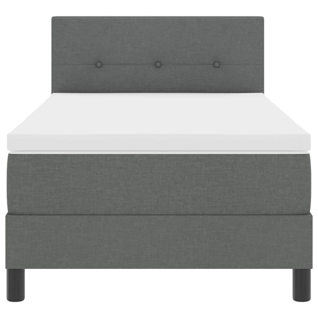 Box spring seng med hovedgærde Mørkegrå 100 x 200 cm Stof