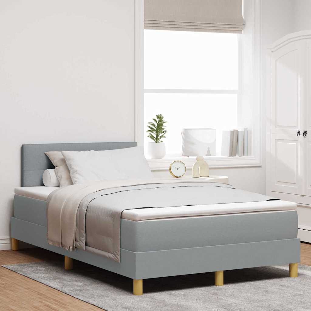 Box spring seng med hovedgærde Lysegrå 120 x 190 cm Stof