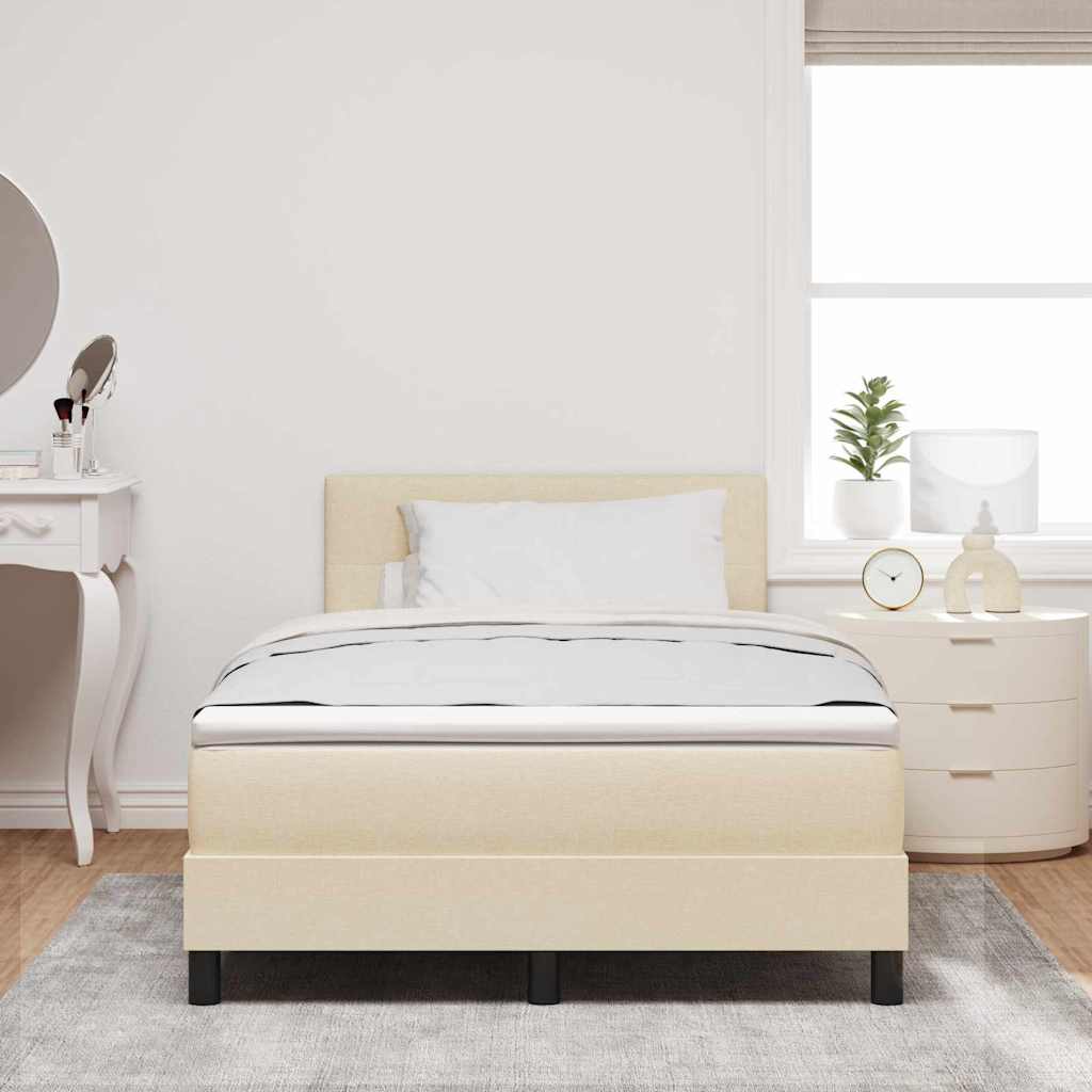 Box spring seng med hovedgærde Creme 120 x 190 cm Stof