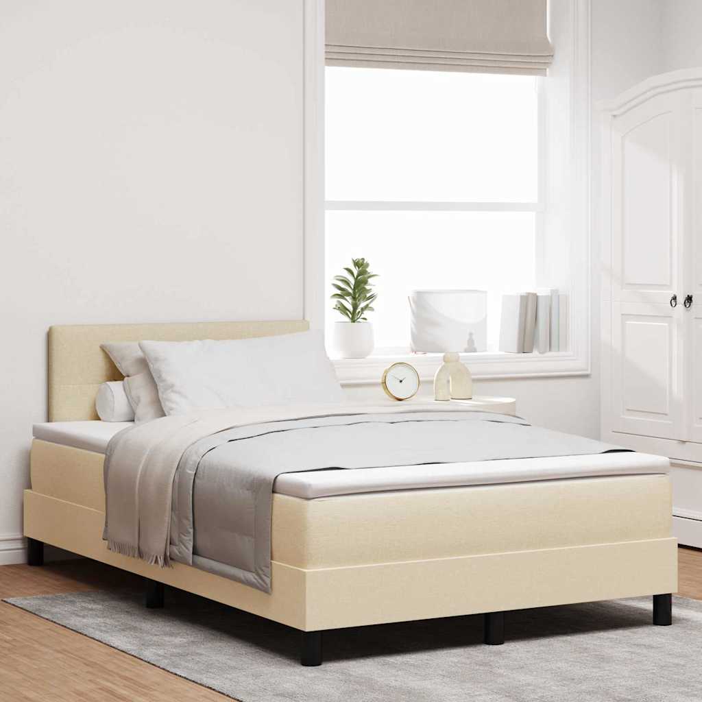 Box spring seng med hovedgærde Creme 120 x 200 cm Stof