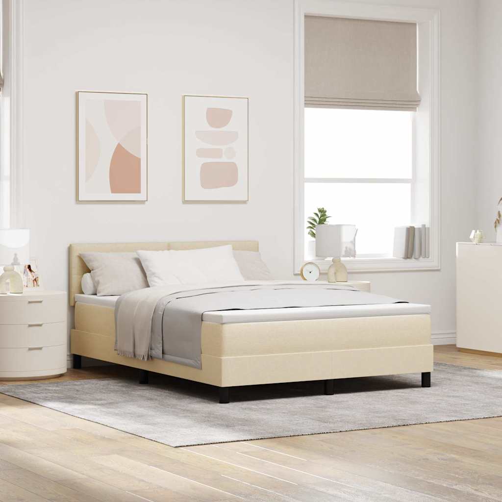 Box spring seng med hovedgærde Creme 160 x 200 cm Stof