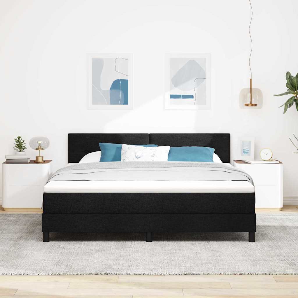 Box spring seng med hovedgærde Sort 180 x 200 cm Stof