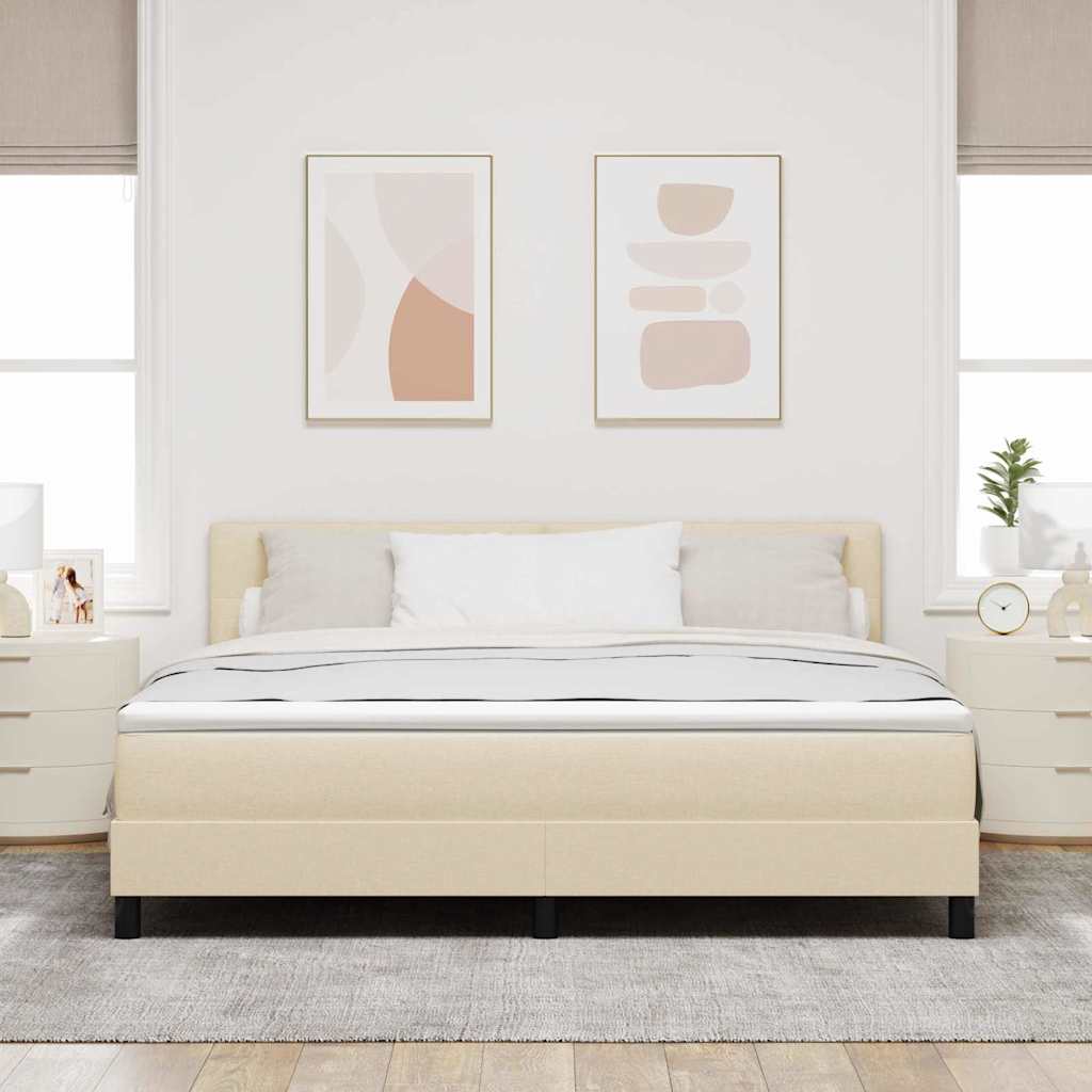 Box spring seng med hovedgærde Creme 180 x 200 cm Stof