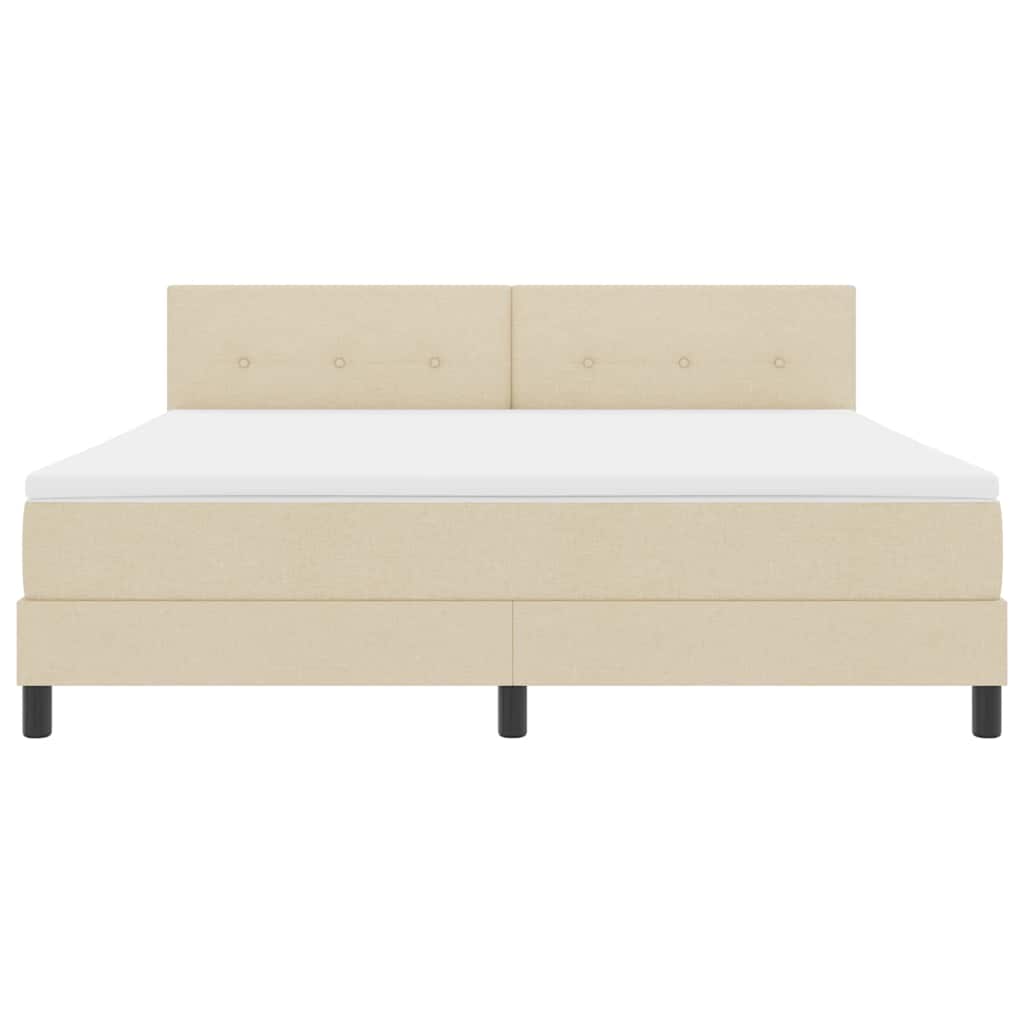 Box spring seng med hovedgærde Creme 180 x 200 cm Stof