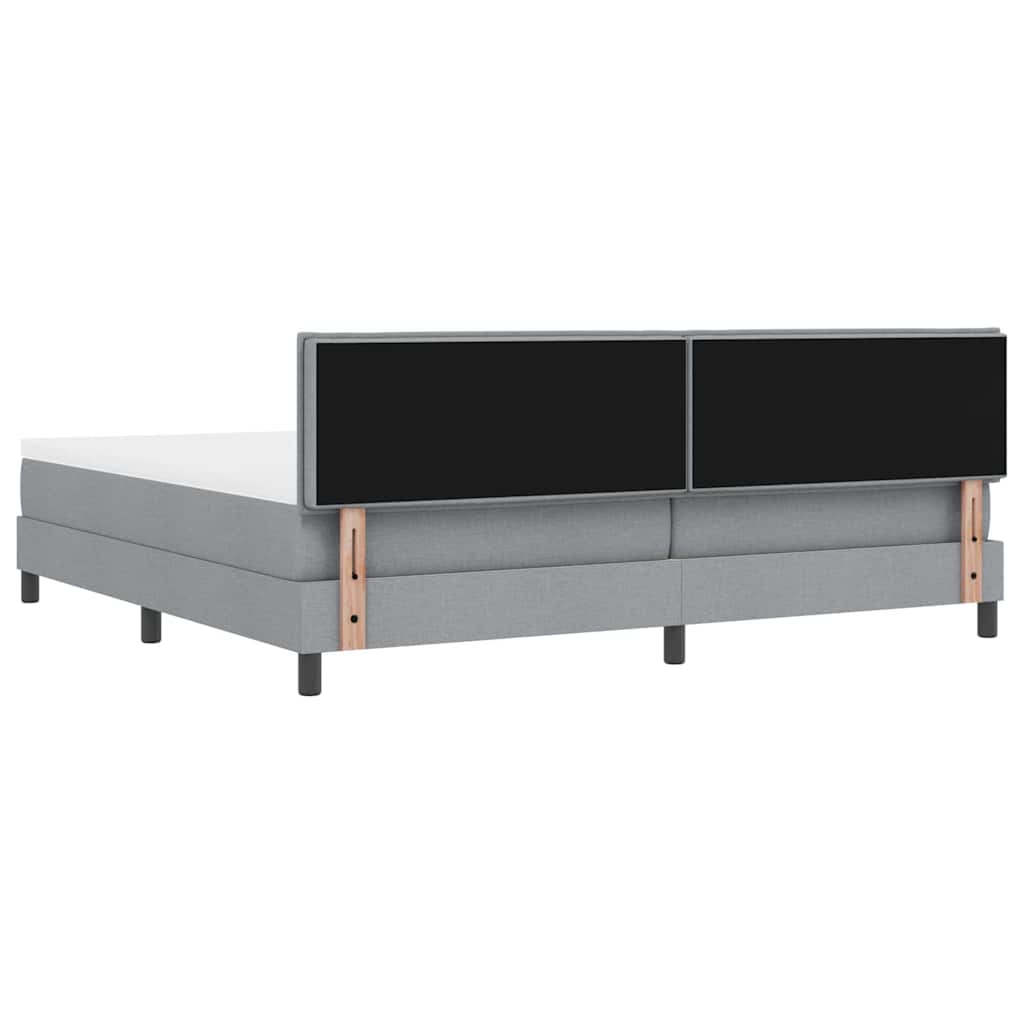 Box spring seng med hovedgærde Lysegrå 200 x 200 cm Stof
