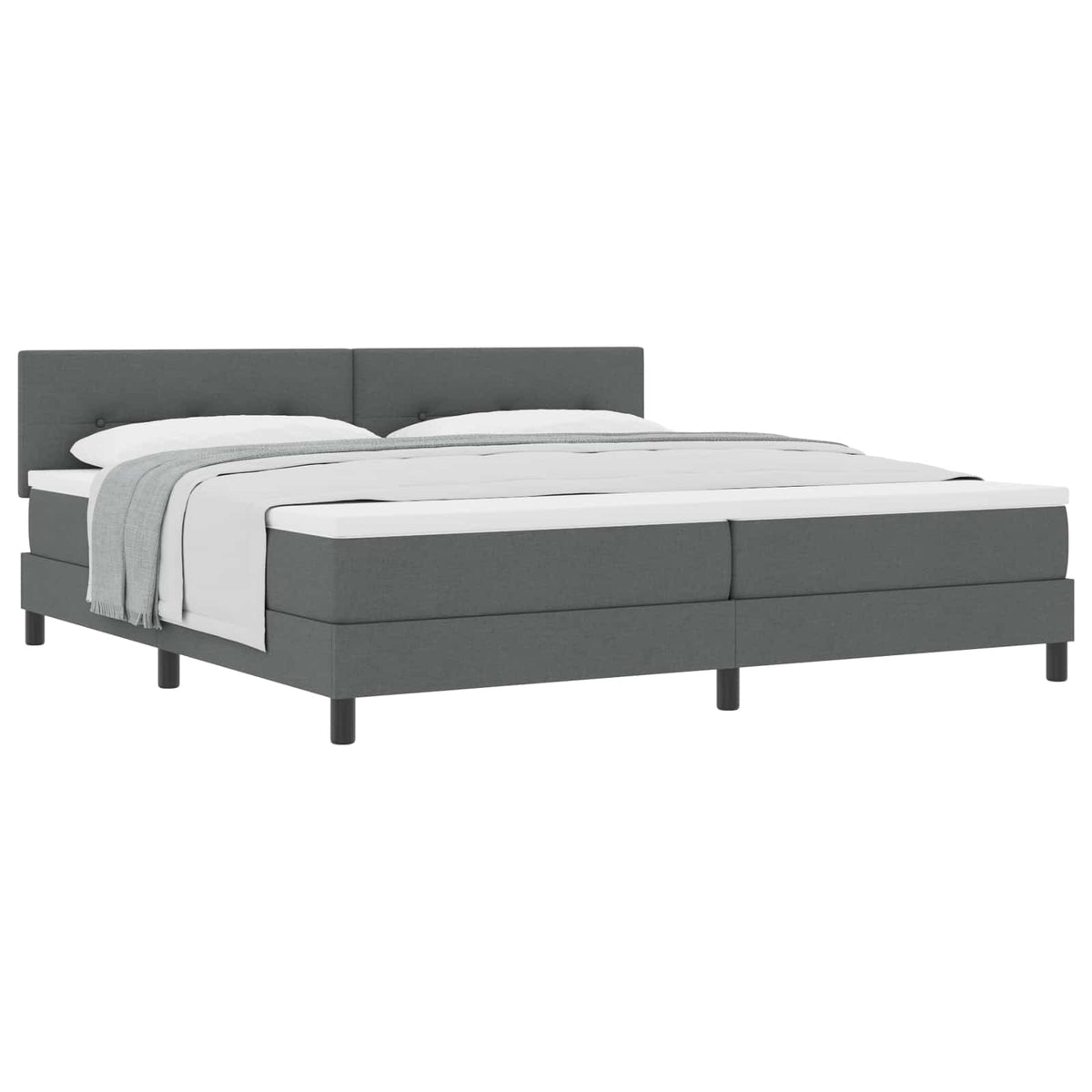 Box spring seng med hovedgærde Mørkegrå 200 x 200 cm Stof