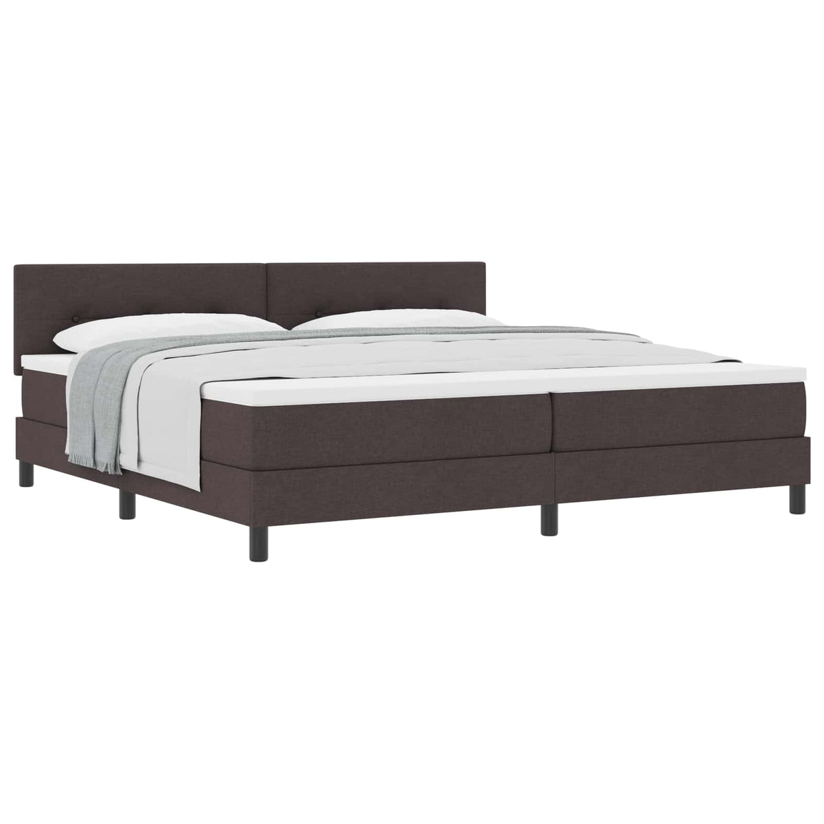 Box spring seng med hovedgærde Mørk Brun 200 x 200 cm Stof