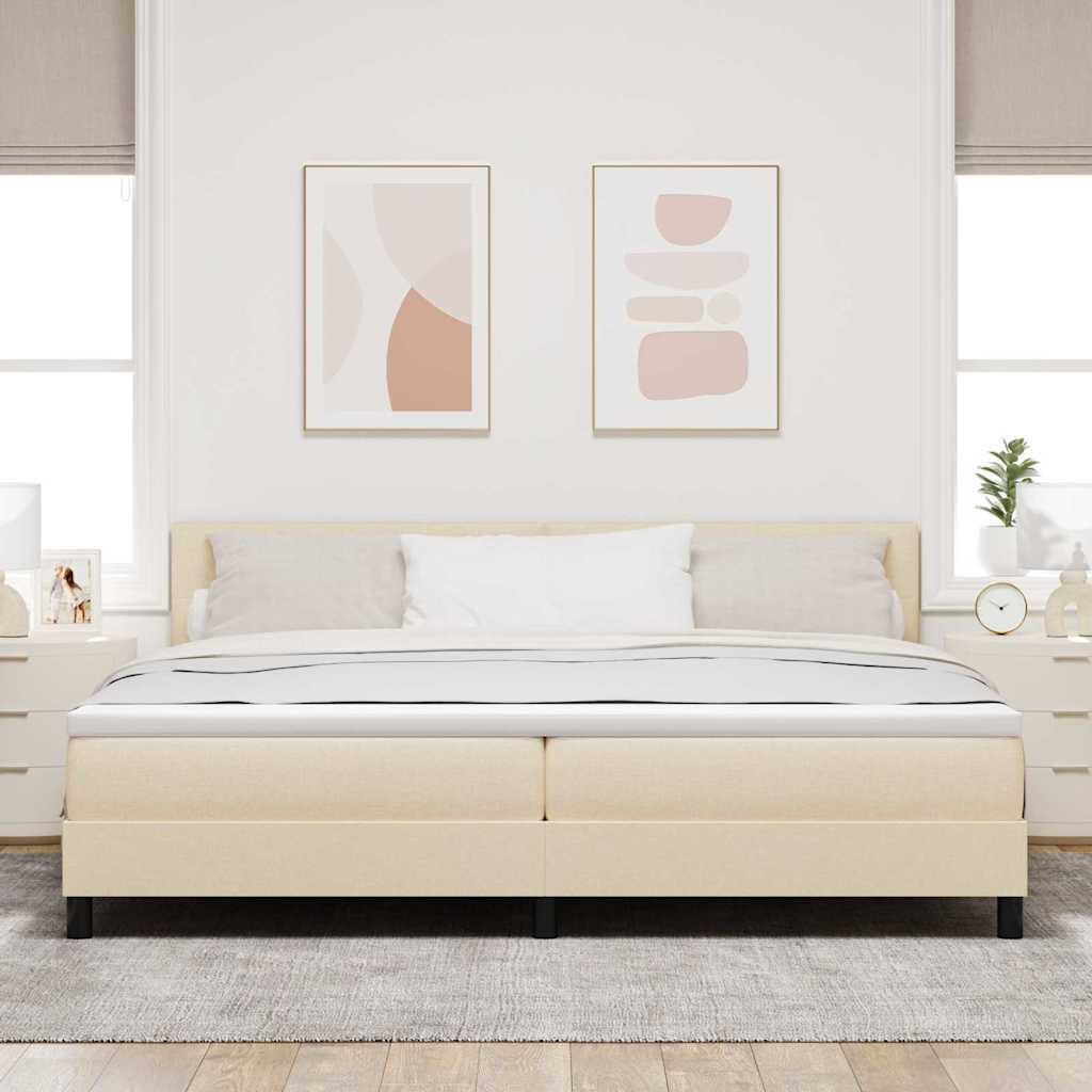 Box spring seng med hovedgærde Creme 200 x 200 cm Stof