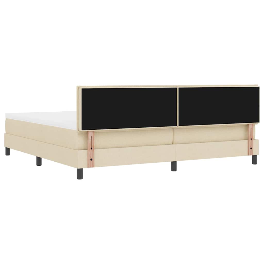 Box spring seng med hovedgærde Creme 200 x 200 cm Stof