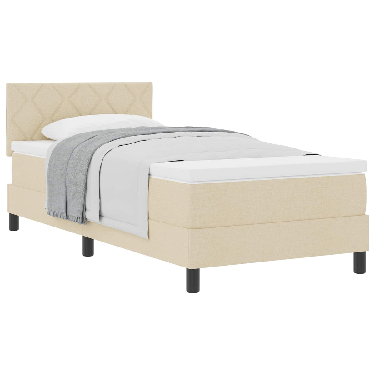 Box spring seng med pude med hovedgærde Creme 90 x 200 cm Stof
