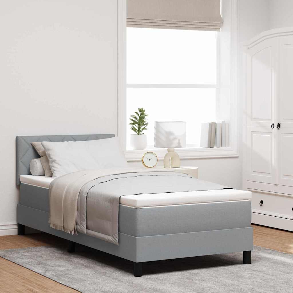Box spring seng med hovedgærde Lysegrå 100 x 200 cm Stof