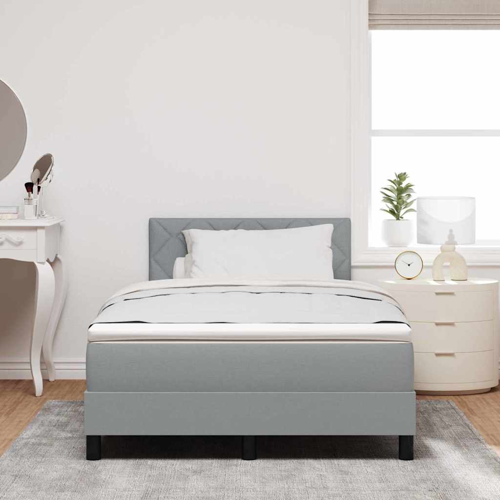 Box spring seng med hovedgærde Lysegrå 120 x 190 cm Stof