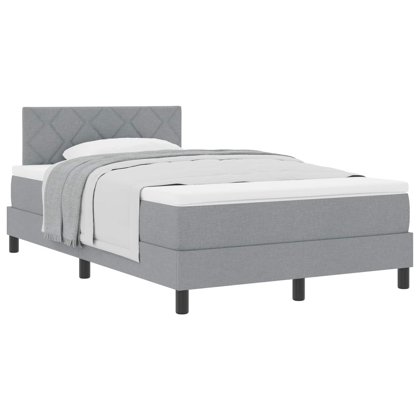 Box spring seng med hovedgærde Lysegrå 120 x 190 cm Stof