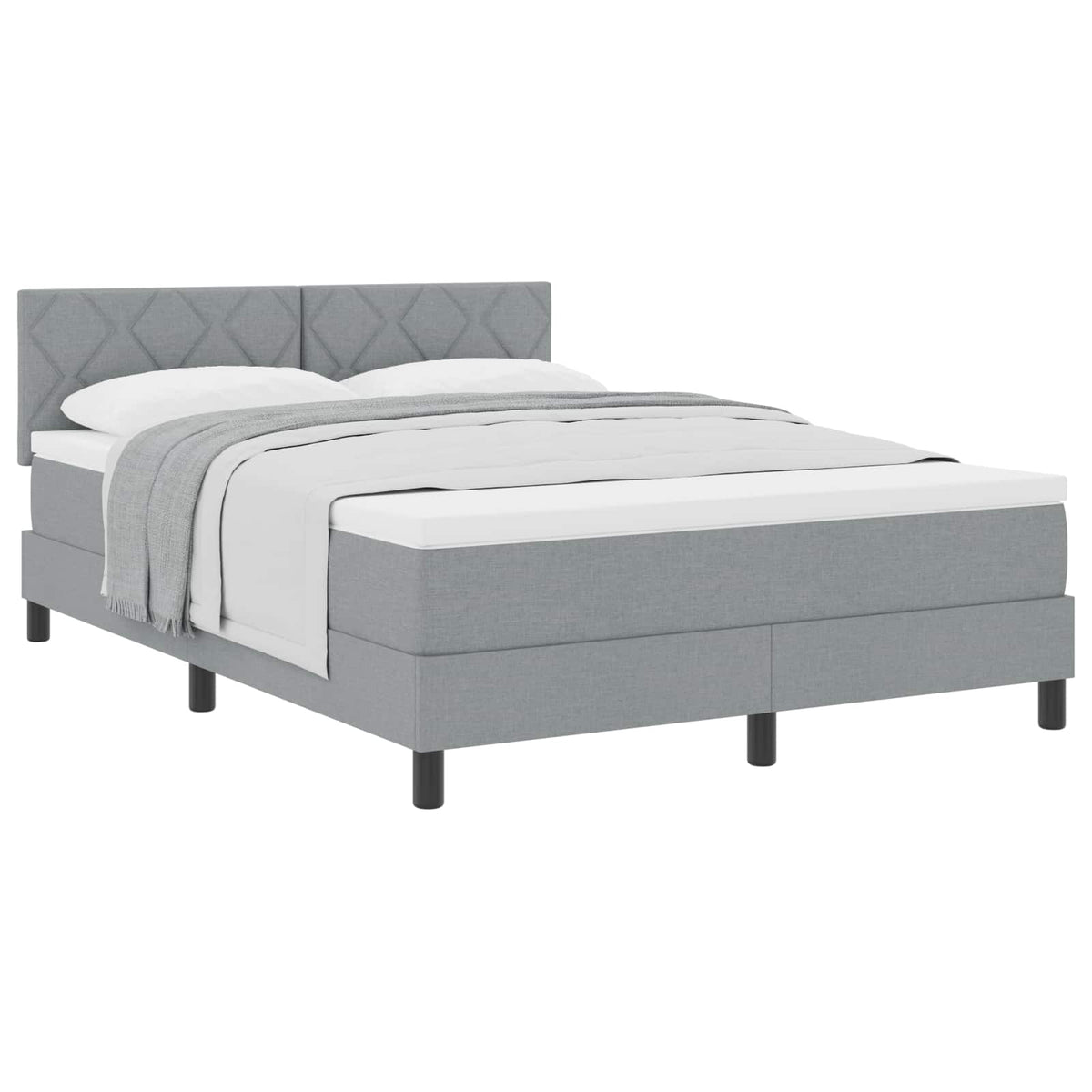 Box spring seng med hovedgærde Lysegrå 140 x 200 cm Stof