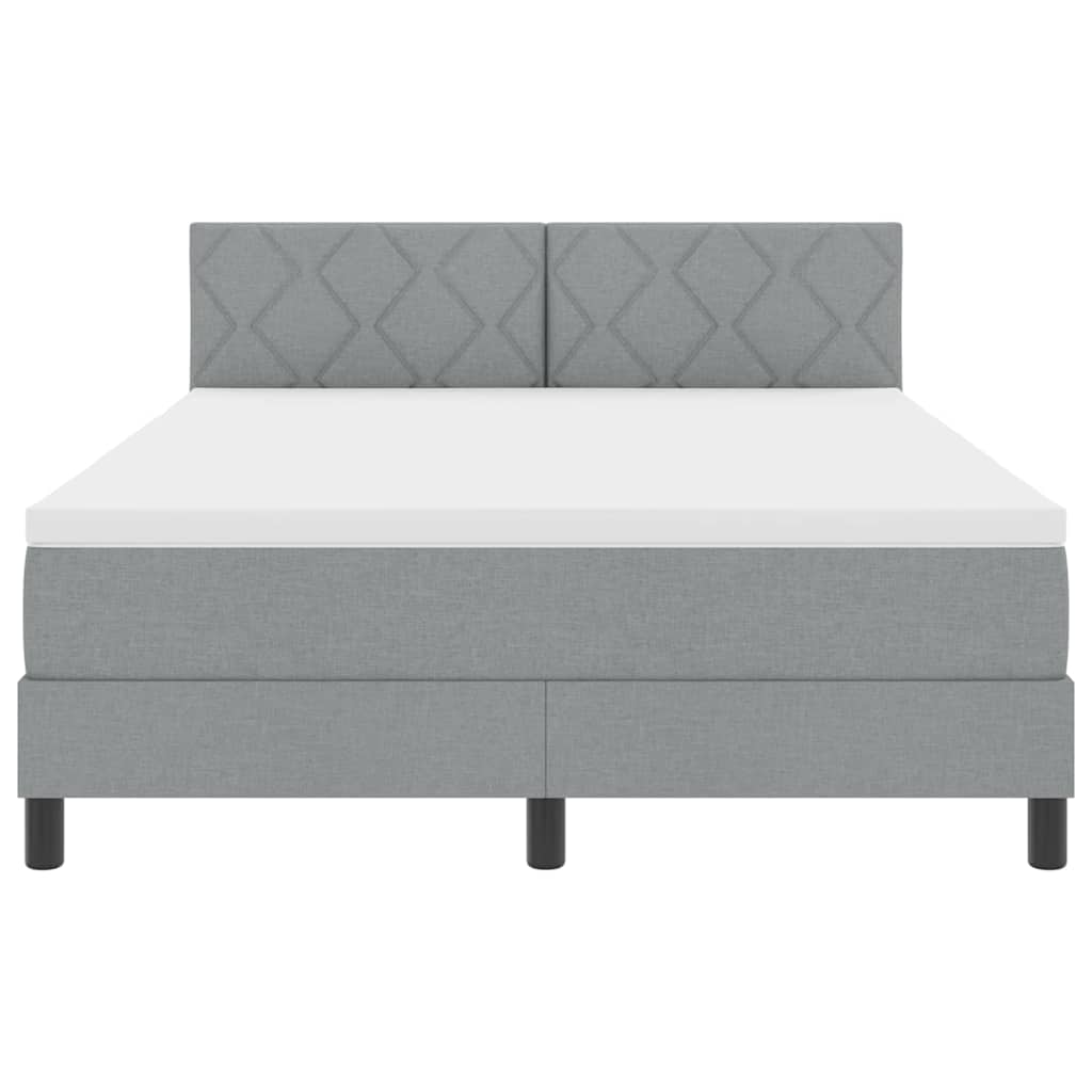 Box spring seng med hovedgærde Lysegrå 140 x 200 cm Stof