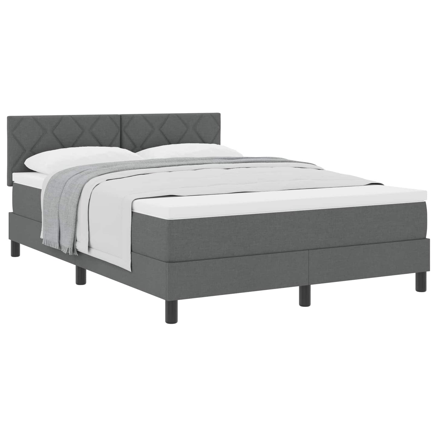 Box spring seng med hovedgærde Mørkegrå 140 x 200 cm Stof