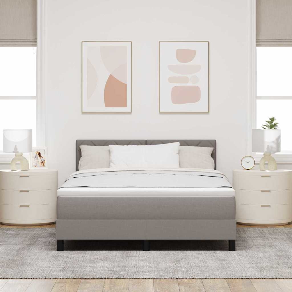 Box spring seng med hovedgærde Gråbrun 140 x 200 cm Stof