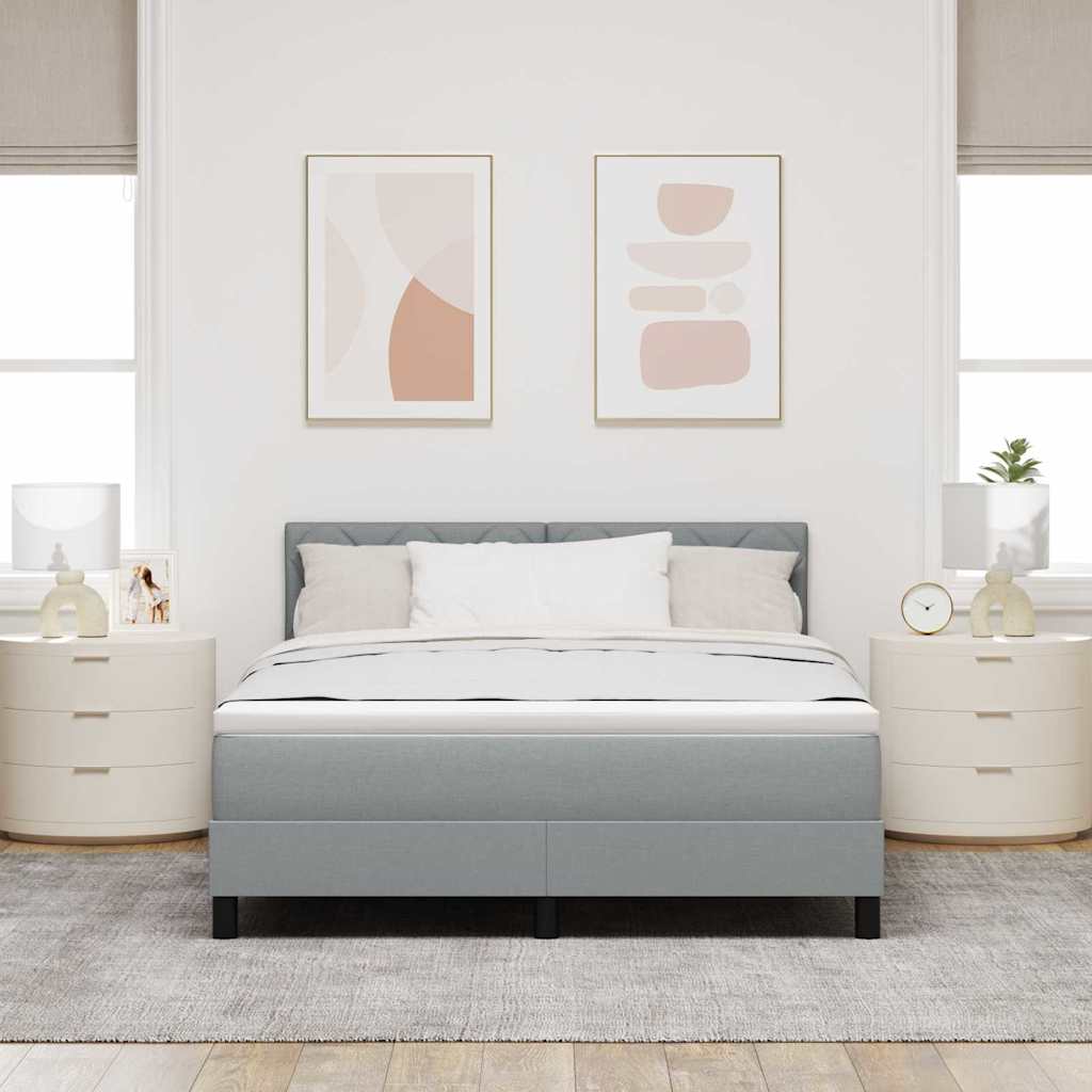 Box spring seng med hovedgærde Lysegrå 160 x 200 cm Stof