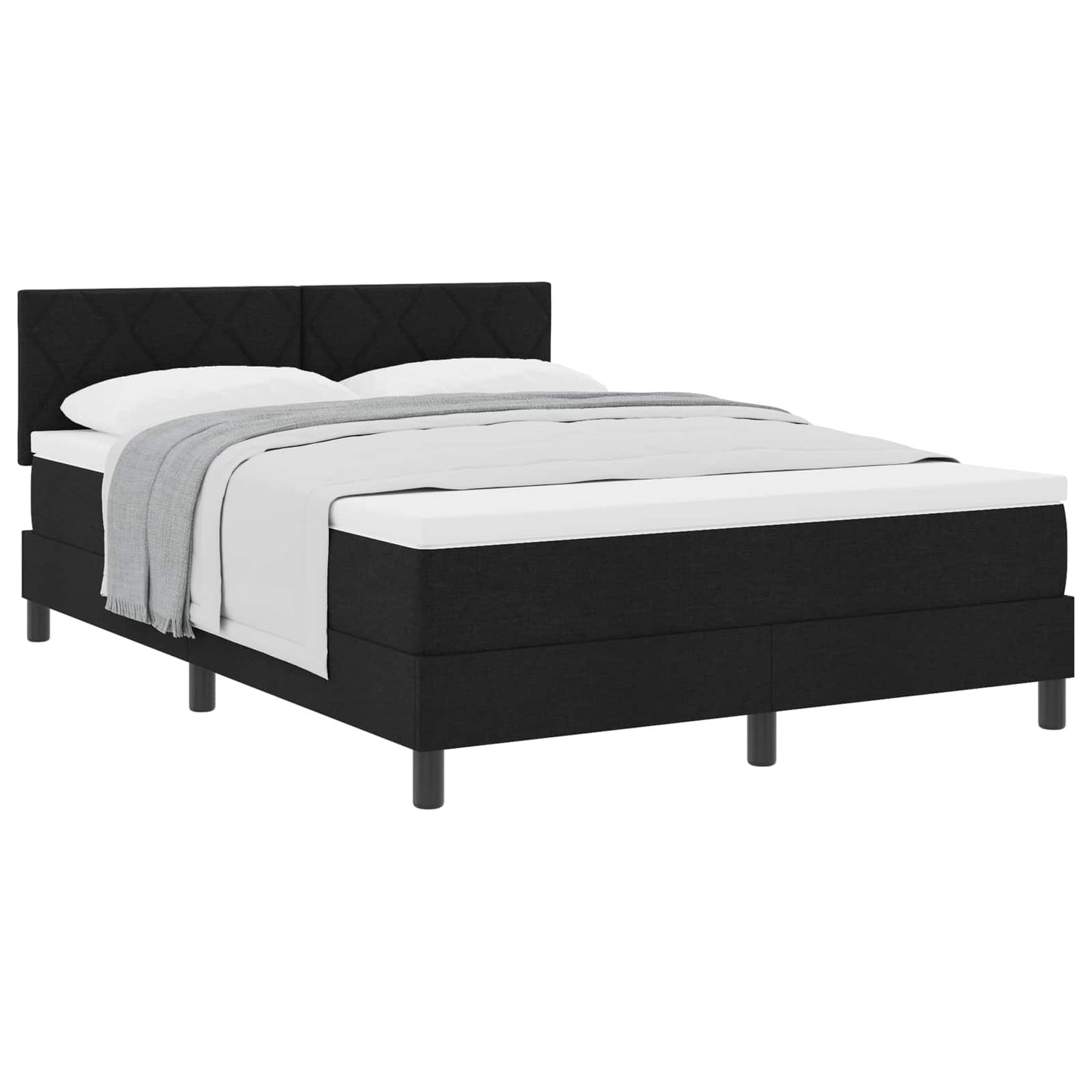 Box spring seng med hovedgærde Sort 160 x 200 cm Stof