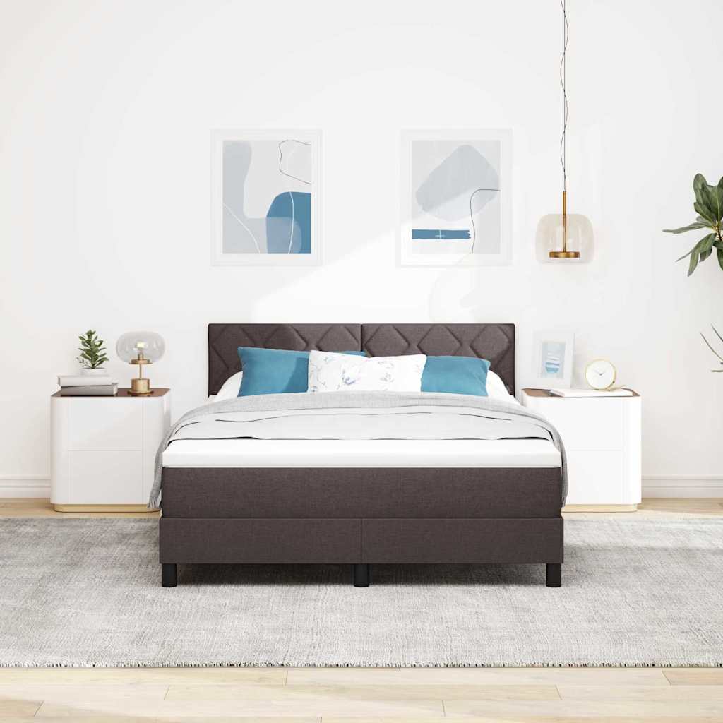 Box spring seng med hovedgærde Mørk Brun 160 x 200 cm Stof