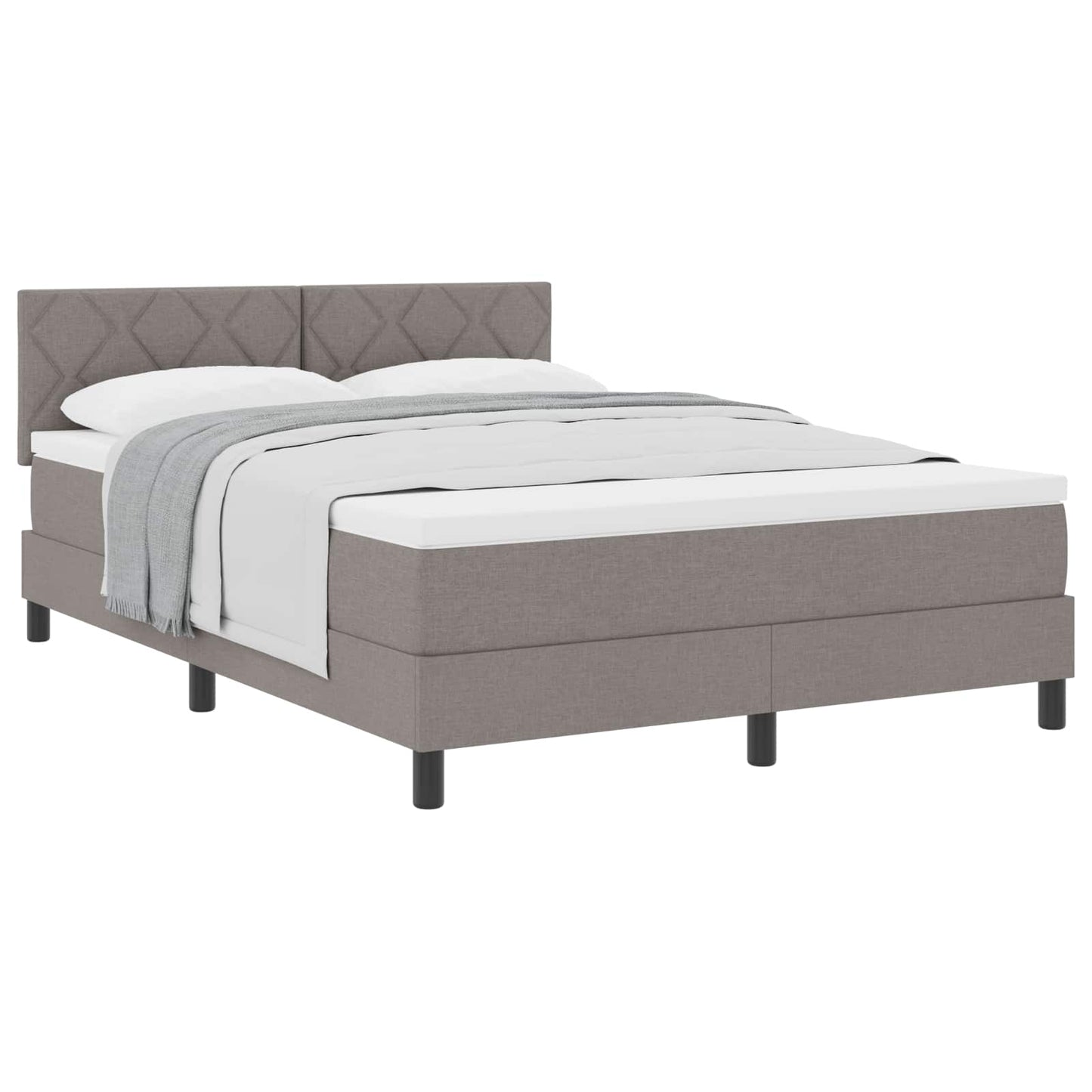 Box spring seng med hovedgærde Gråbrun 160 x 200 cm Stof