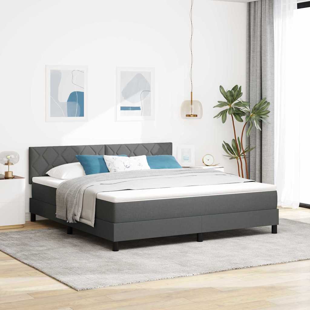 Box spring seng med hovedgærde Mørkegrå 180 x 200 cm Stof