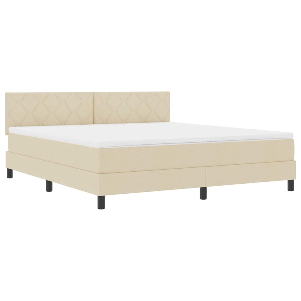 Box spring seng med pude med hovedgærde Creme 180 x 200 cm Stof