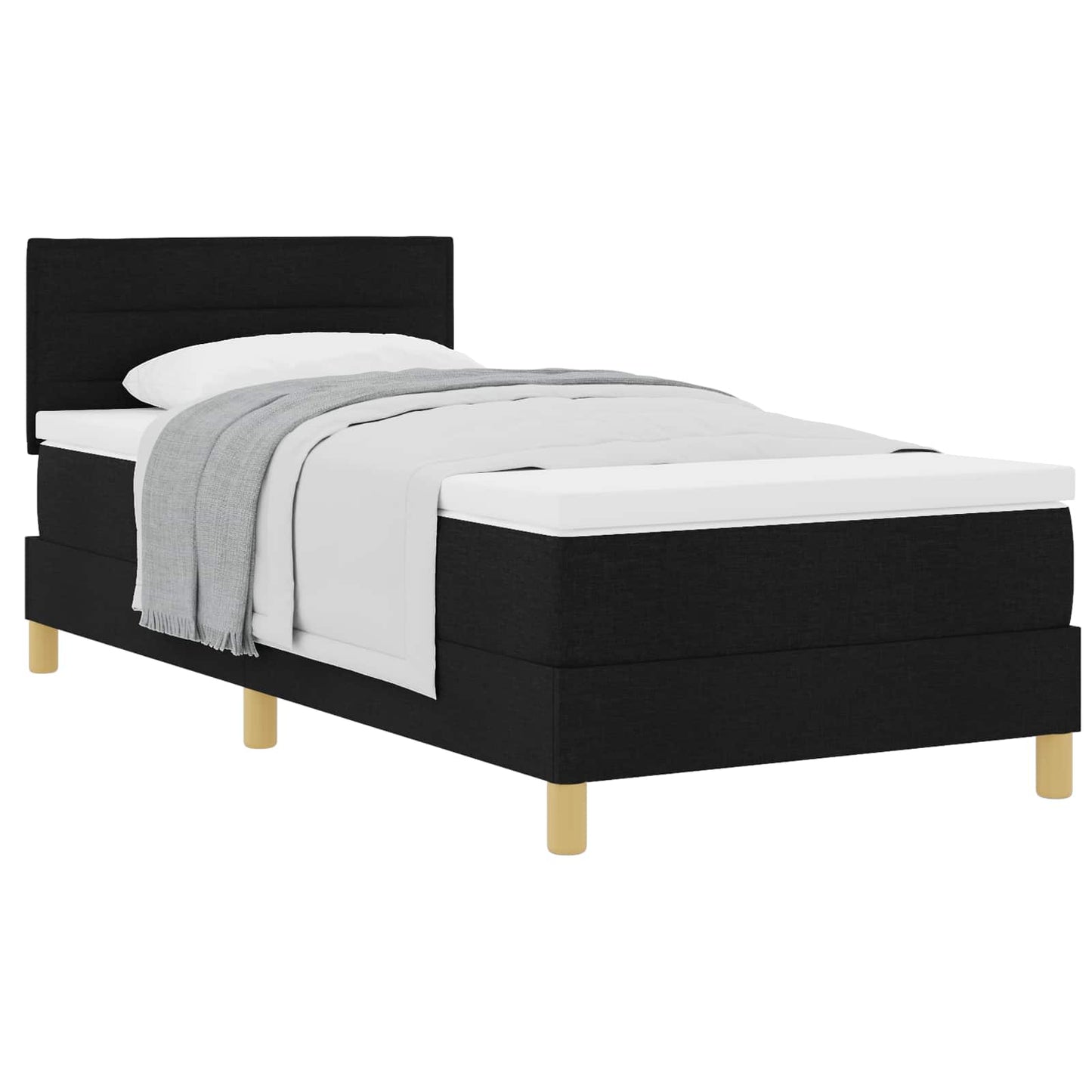 Box spring seng med pude med hovedgærde Sort 80 x 200 cm Stof
