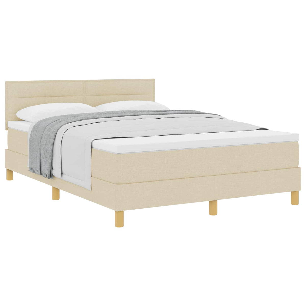 Box spring seng med pude med hovedgærde Creme 140 x 190 cm Stof