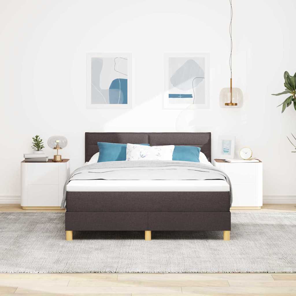 Box spring seng med pude Mørk Brun 140 x 200 cm Stof