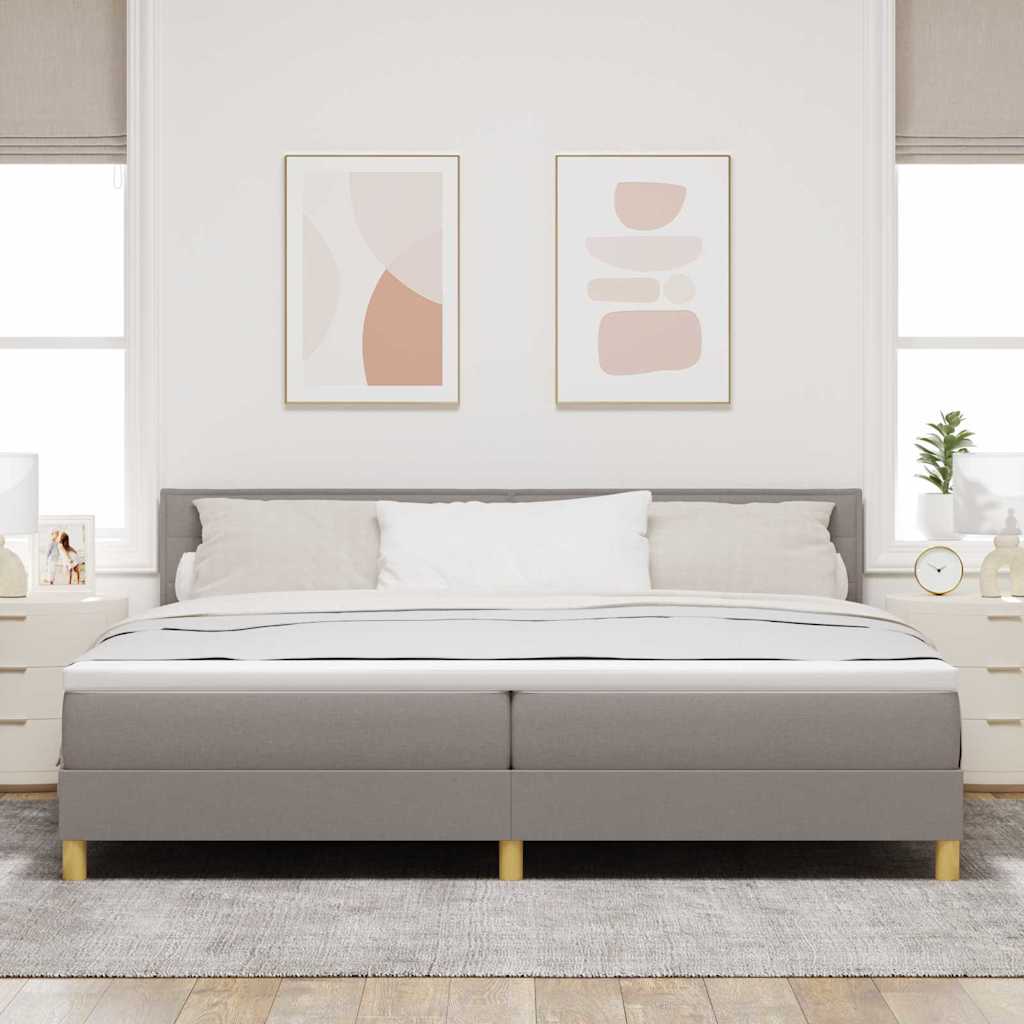 Box spring seng med pude Gråbrun 200 x 200 cm Stof