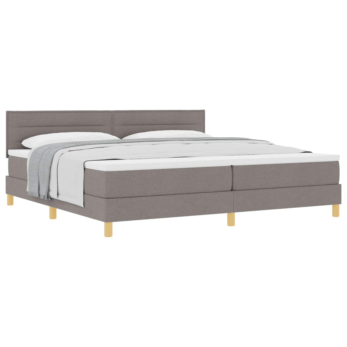 Box spring seng med pude Gråbrun 200 x 200 cm Stof