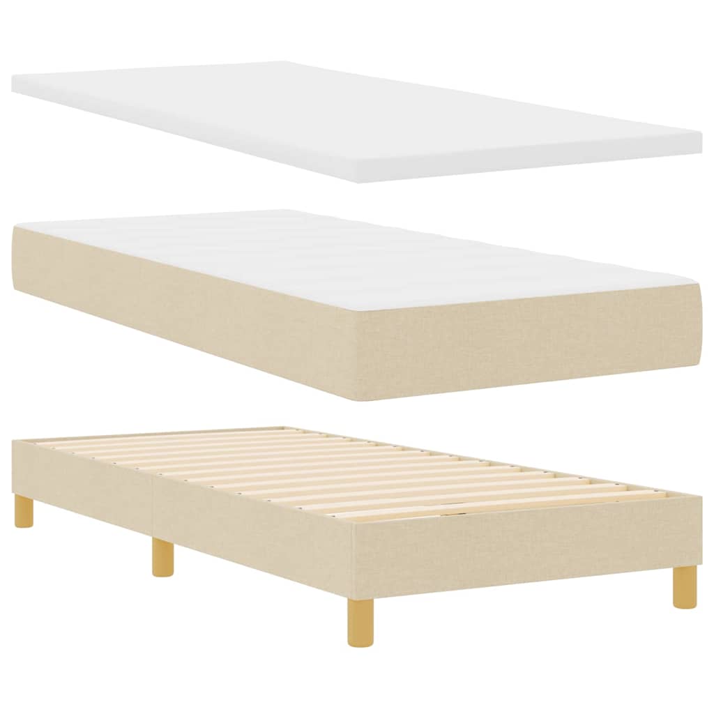 Box spring seng med pude med hovedgærde Creme 80 x 200 cm Stof