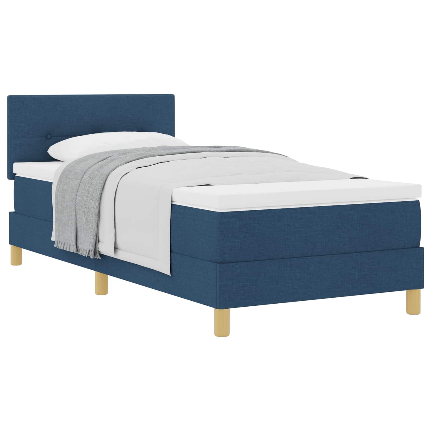 Box spring seng med pude med hovedgærde Blå 80 x 200 cm Stof
